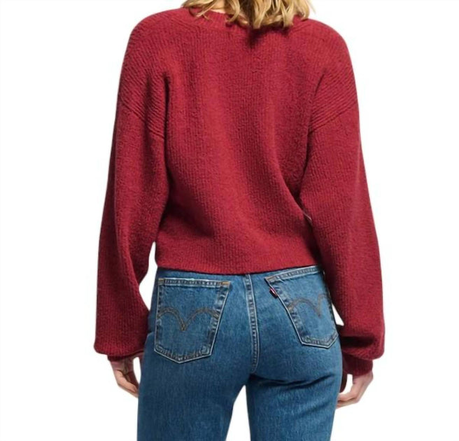 Nation LTD Bo Ballonärmel-Strickjacke Rot Large 3