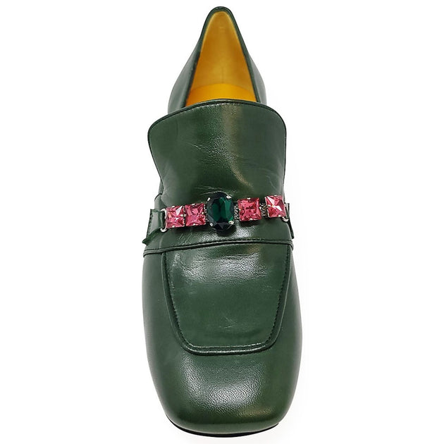 Madison Maison Leather Mid Heel Jeweled Loafer Blue EU 40 4