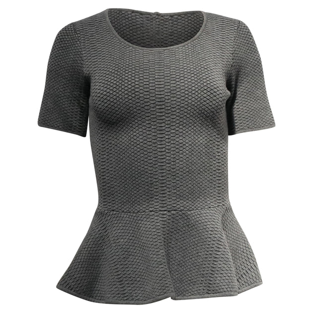 Sandro Knitted Peplum Blouse Grey EU 40 2