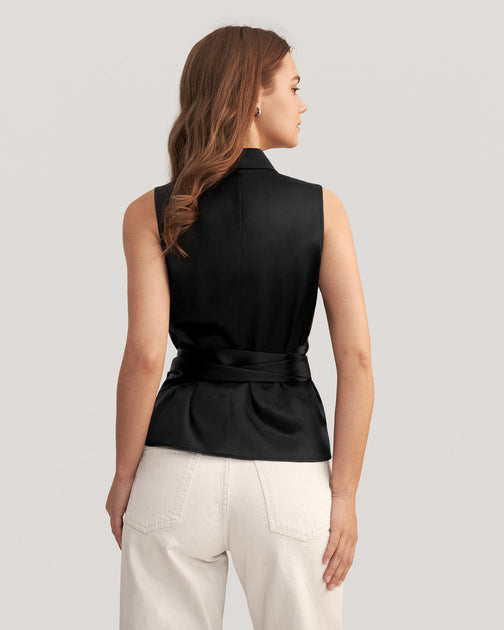 LILYSIL Seiden-Wickelbluse Schwarz Medium 3