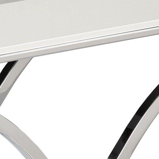 Hivvago 42in Console Table Silver Mirrored Glass 4