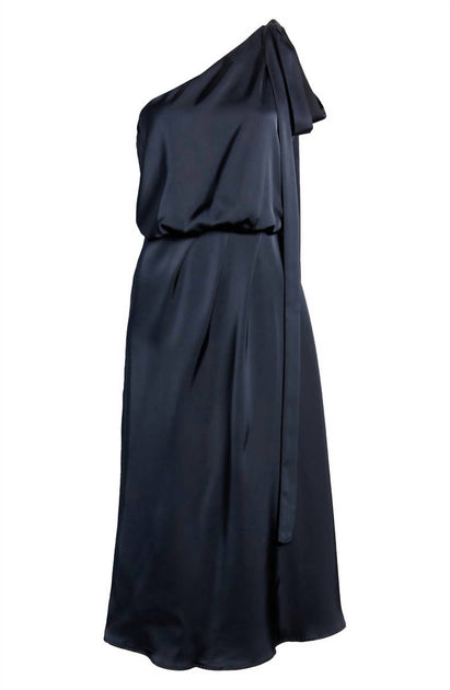 AMYLYNN One-Shoulder Satin Dress Blue Medium 3