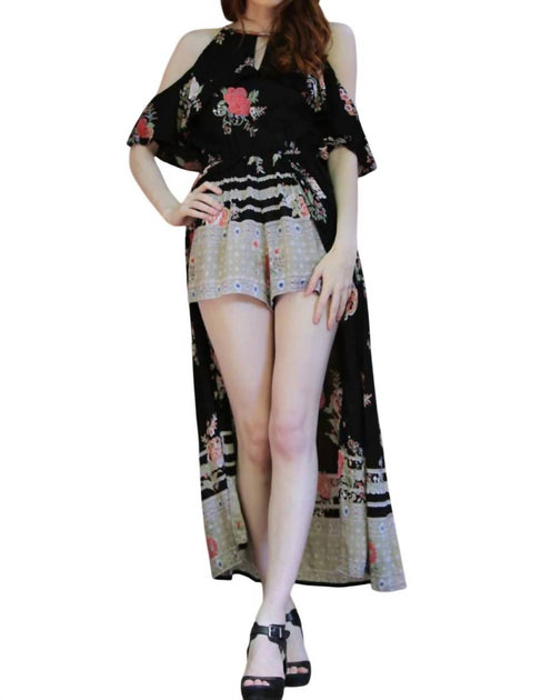  Angie Cold Shoulder Walk Through Maxi Romper Black Small 2