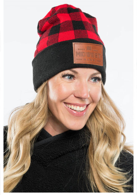 Cows x Cacti Midwest Plaid Beanie Red Female 3