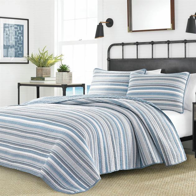 Hivvago Anchor Reversible Quilt Set Blue/King 2