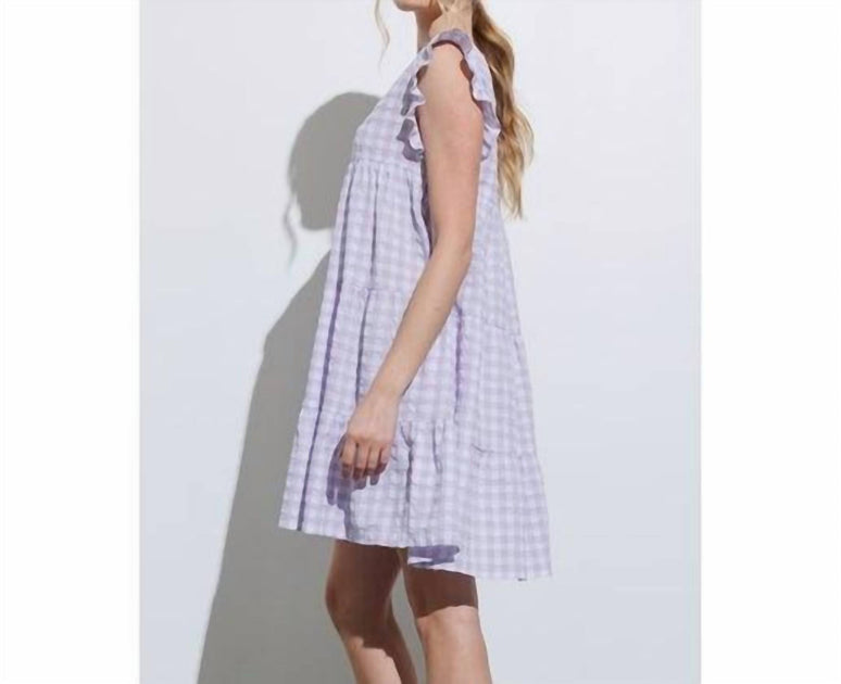 Aaron & Amber Ruffle Dress Purple Large 4