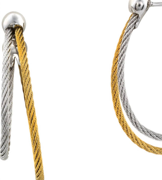 DISC Asymmetrical Hoop Earrings Gold One Size 3