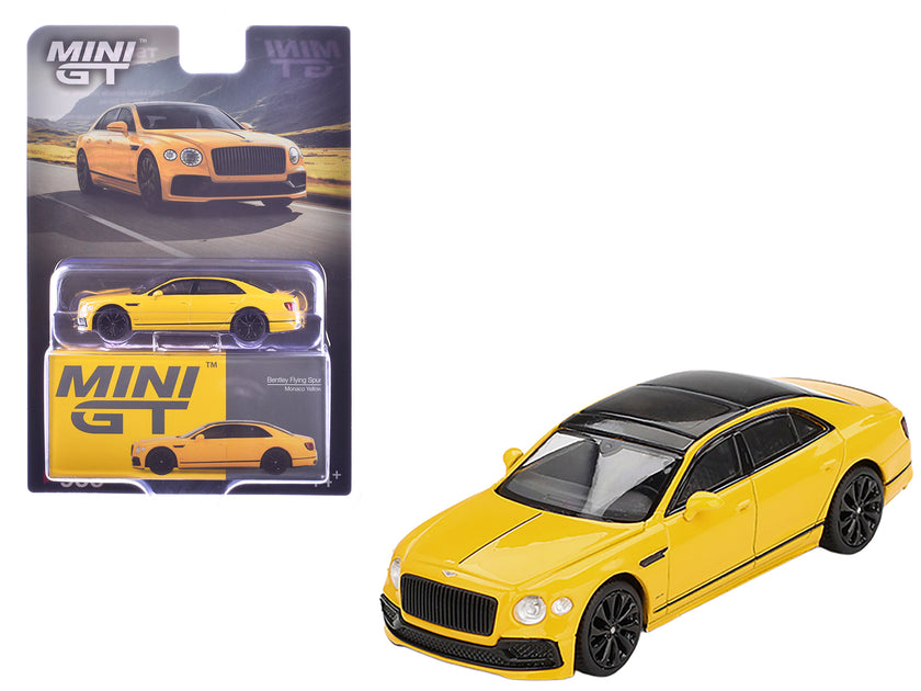 Mini GT Bentley Flying Spur Monaco Yellow Black Top 1/64 2