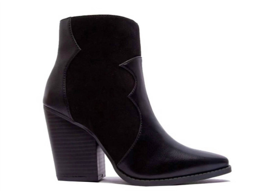 Qupid Western Chic Block Heel Booties Black US 6 2