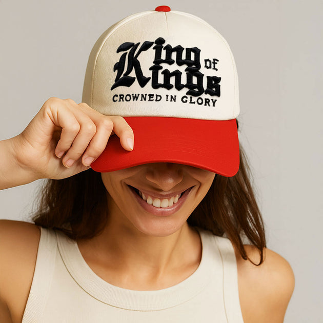 FASHNZFAB KING Message Embroidered Five Panel Canvas Baseball Cap Gold 4