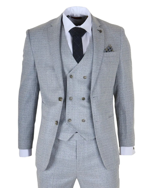 Robert Simon 3 Piece Suit Plaid Slim Fit Blue US 42 Regular 2