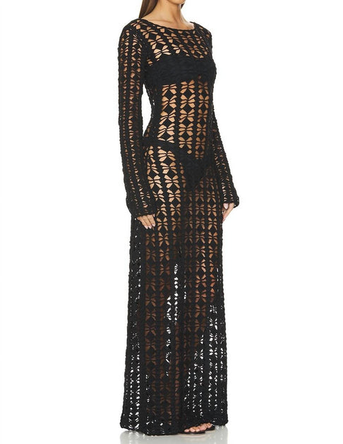 Beach Riot Ariana Crochet Maxi Dress Black Small 4