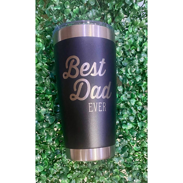 Driftless Studios Best Dad Ever Engraved Tumbler Navy Blue 3
