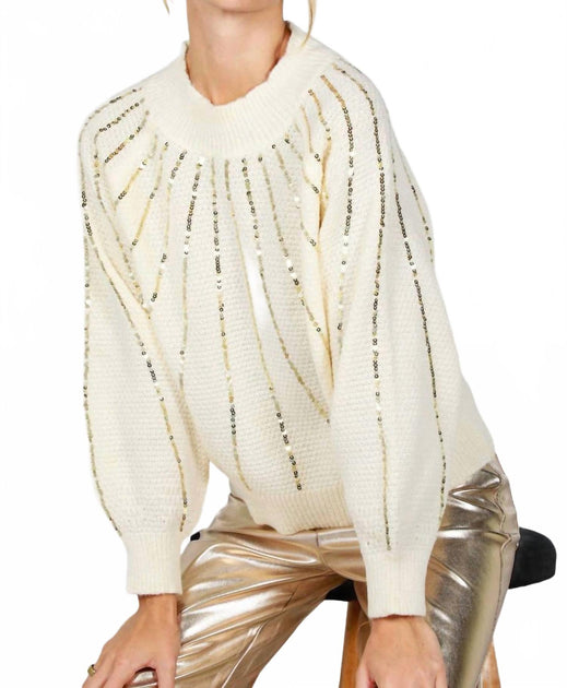 Pull en maille Style USA à sequins Beige Medium 3