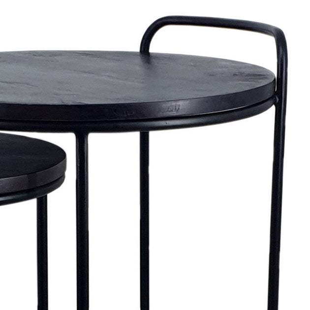 Hivvago Round Nesting End Tables Set of 2 Black 2