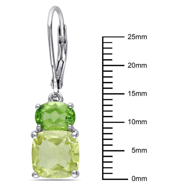 Mimi & Max Peridot Lemon Quartz Leverback Earrings Green 4
