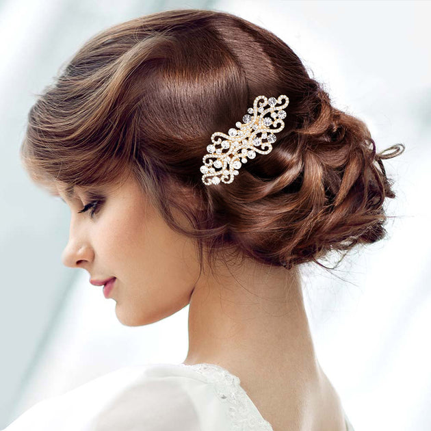 FASHNZFAB Round Stone Pointed Hair Comb Brown 2