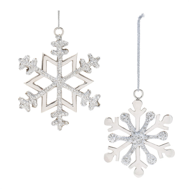 Hivvago Jeweled Metal Snowflake Ornament Silver 3