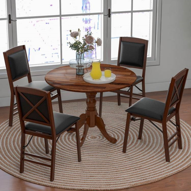 QuikFurn Round 40-inch Solid Wood Farmhouse Kitchen Dining Table in ...