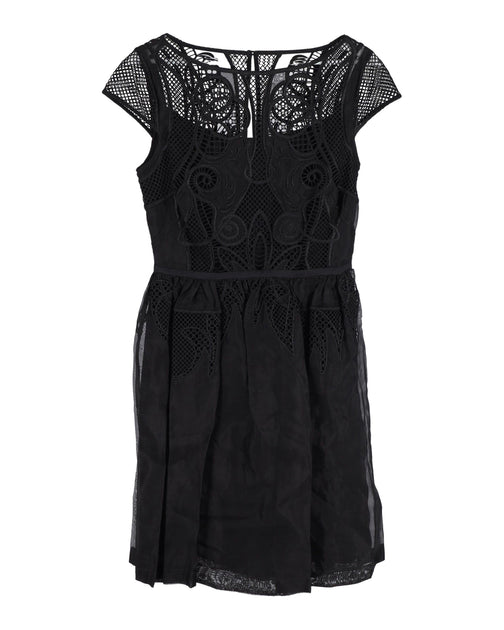 Temperley London Cap Sleeve Lace Dress Black UK 10 2