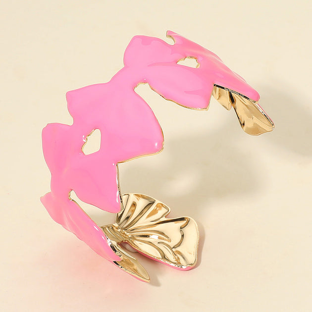 FASHNZFAB Enamel Bow Cuff Bracelet Orange 2