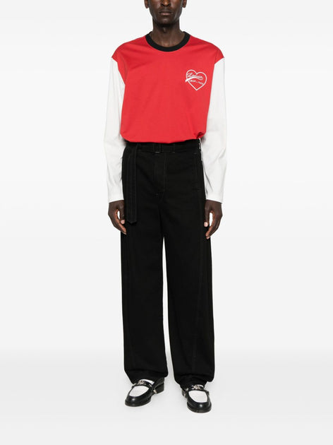 Lanvin Long-Sleeved Cotton T-Shirt Red Medium 3