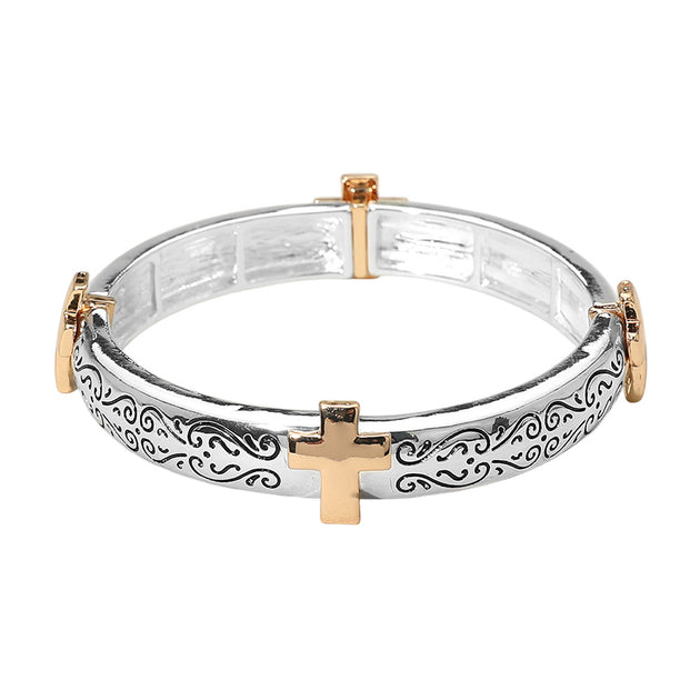 FASHNZFAB Cross Accent Stretch Bracelet Multi One Size 5