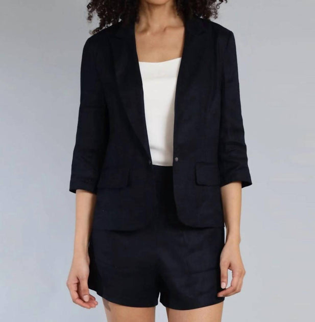 Lola & Sophie Stretch Linen Short Blue Medium 3