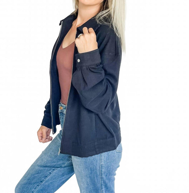 Hem & Thread Jersey Zip Bomber Jacket Blue Small 3