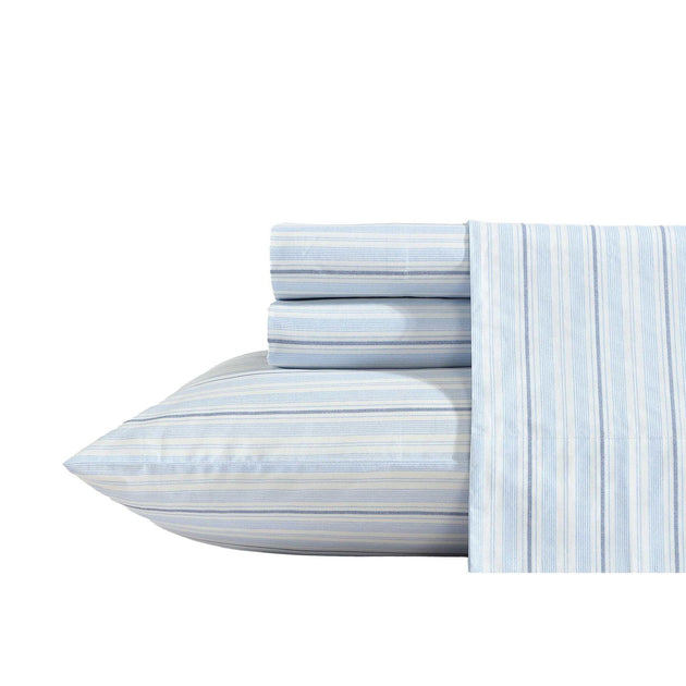 Nautica Camp Stripe Blue Queen Sheet Set 2
