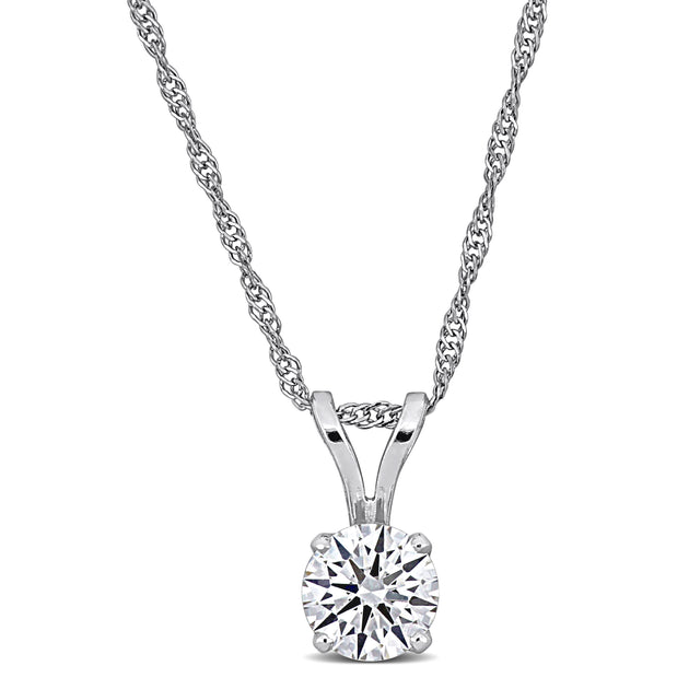 Created Forever Solitaire Necklace White Gold 18in 2