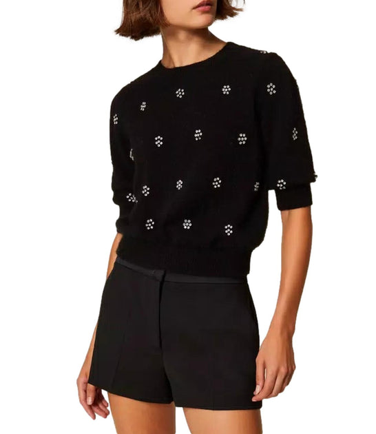 Twin-Set Embroidered Top Black Size S 2