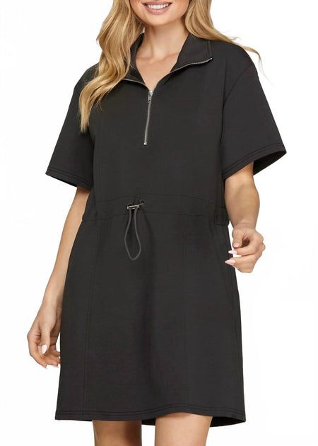 entro Essential Half-Zip Mini Dress Black Large 2