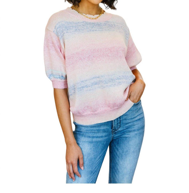 BiBi I'll Never Stop Striped Sweater Pink 3X 3