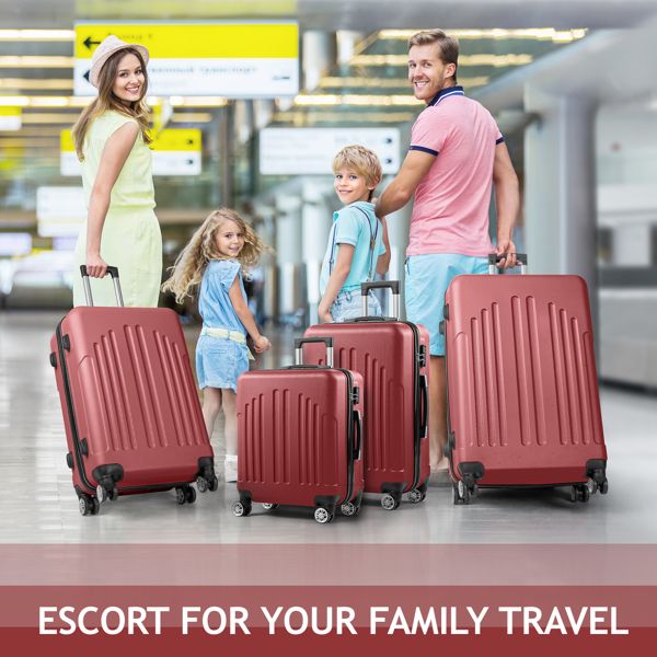 FCH Curved Vertical Stripe 4-in-1 Trolley Case Red 4