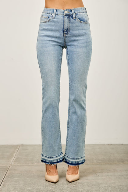 TRUEDAMES Mid Rise Flare Jeans Medium Blue US 2 4