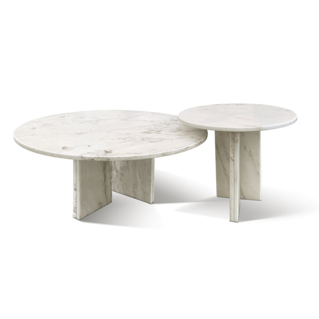 Streamdale Coffee Table Set White Marble 3