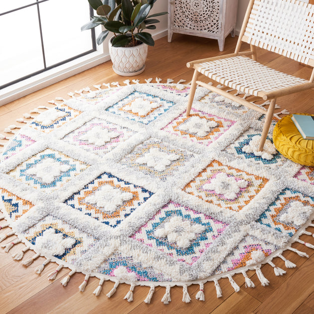 Safavieh Moroccan Fringe Shag Area Rug Grey Ivory 4