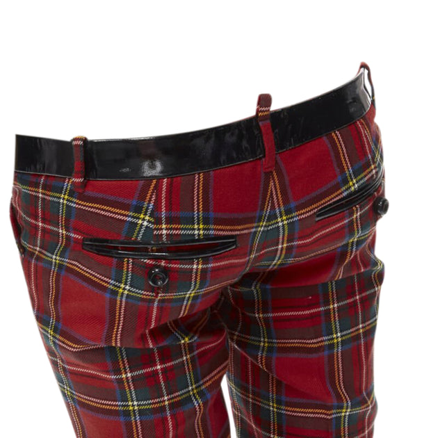 Dsquared2 Punk Plaid Cropped Pants Red EU 36 3