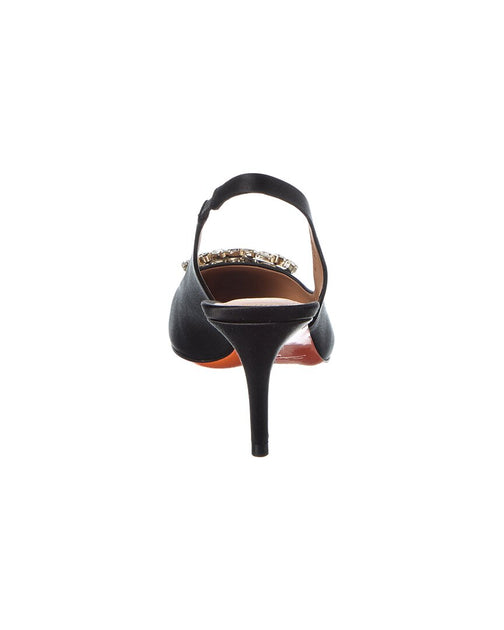 Santoni Satin Slingback Pump Black EU 38.5 4