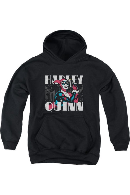 Gildan Batman Harley Bold Youth Hooded Sweatshirt Black Medium 2