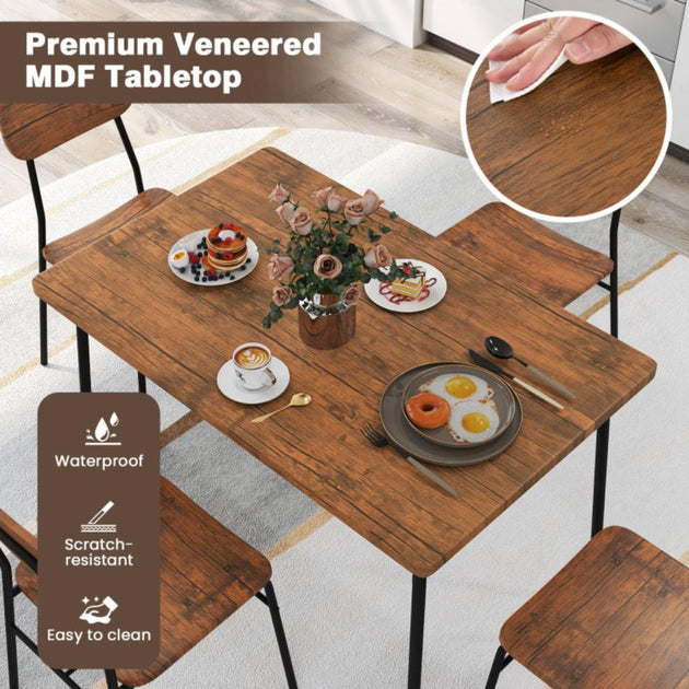 Hivvago 5-Piece Dining Set Brown 4