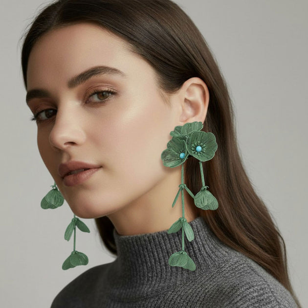 FASHNZFAB Floral Cutout Statement Earrings Multi 2