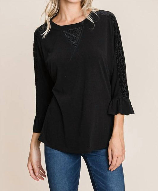 Emerald Collection Leopard Velvet Accent Top Black Large 4