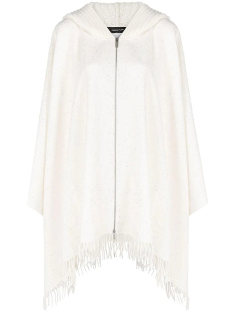 ポンチョ・ケープ Fabiana Filippi Textured White Cape With Cozy Hood Fabiana Filippi Textured White Cape With Cozy Hood | ShopSimon