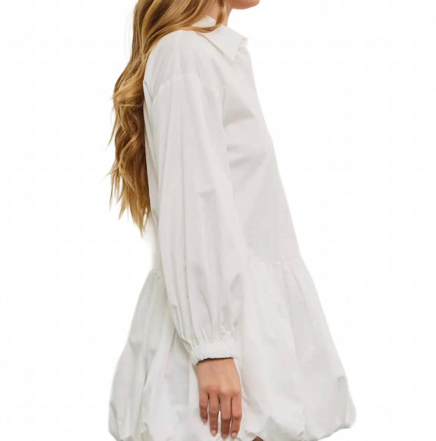 Mustard Seed Button Down Balloon Dress White Large 3