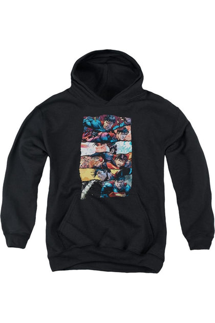 Gildan Superman Torn Collage Youth Hooded Sweatshirt Black XL 2