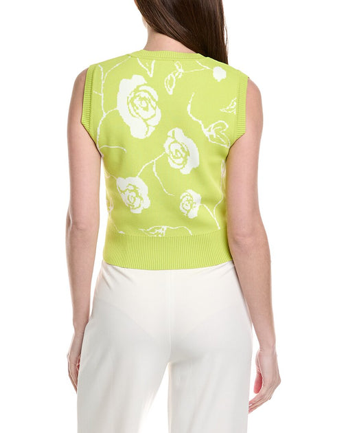 Gracia Floral Knit Tank Top Yellow Medium 3