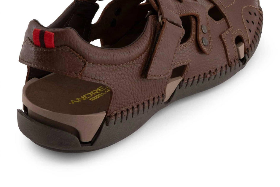 Andrea Men's Velcro Closure Leather Sandal Brown US 9 3