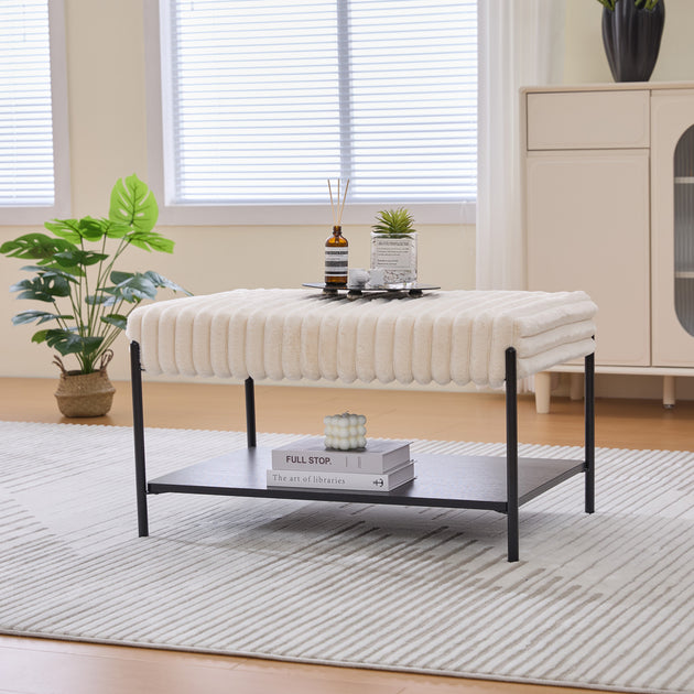 Streamdale Upholstered Ottoman Coffee Table Beige 3